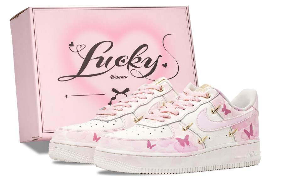 Nike Nike Air Force 1 Zhang Sheng Dream Butterfly Abrasion Resistant Low top Skateboard Shoes Women's White Pink