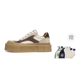 GONGJI A Small Space, Platform Square Toe. Low top Skateboard Shoes Unisex Brown