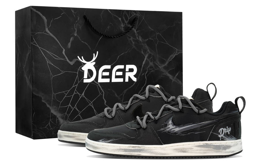 Nike Nike Court Borough DEER Gray Pixel Abrasion Resistant Abrasion Resistant Low top Skateboard Shoes Men's Black Gray