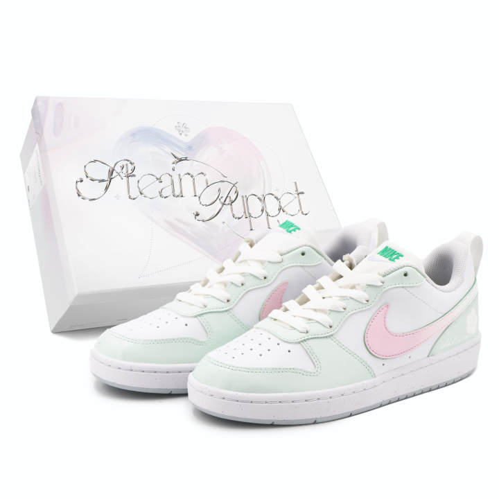 Nike Nike Court Borough Cushioning Quick Dry Cushioning Quick Dry Low top Skateboard Shoes GS White Green Pink