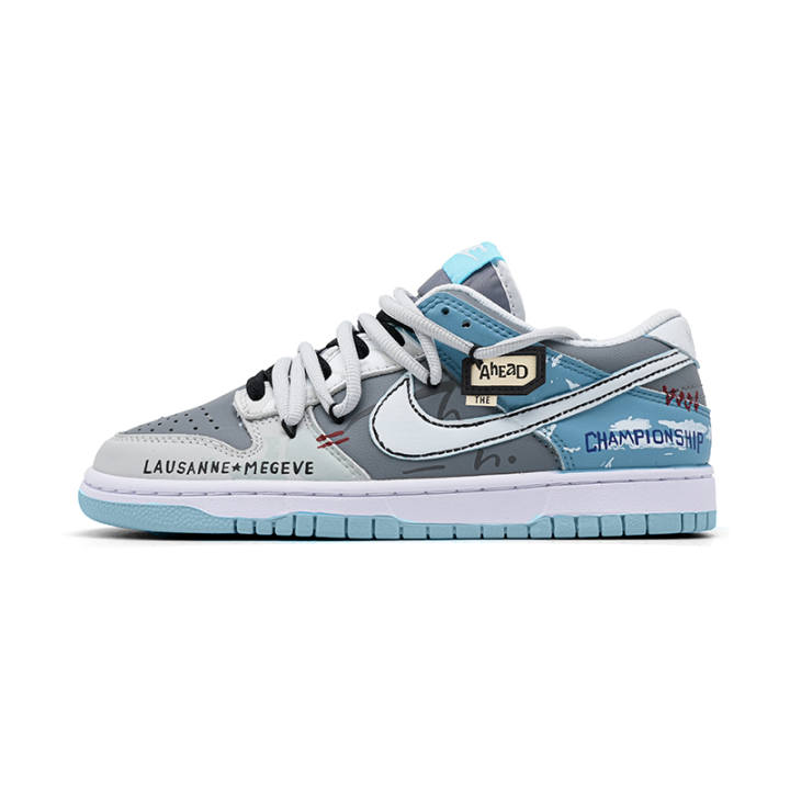 Nike Nike Dunk Galaxy Hem Cushioning, Wear Resistant Low top Skateboard Shoes Men's Blue White