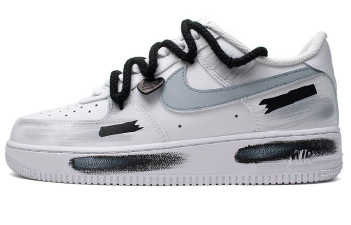 Nike Nike Air Force 1 Patchwork Slip Resistant Low top Skateboard Shoes Unisex Black White Gray