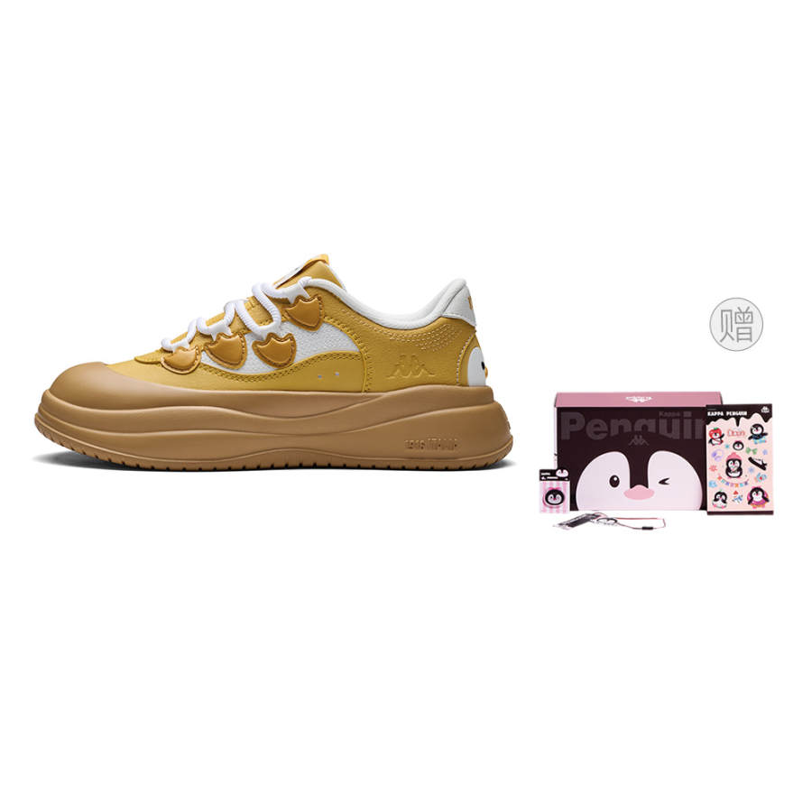 Kappa Penguin Shoes, Back to Back Height Increasing Low top Skateboard Shoes Women's Ceylon Yellow
