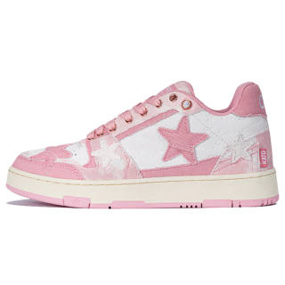 KAALIXTO Pink Cloud Stars Shoes Low top Skateboard Shoes Unisex Pink White