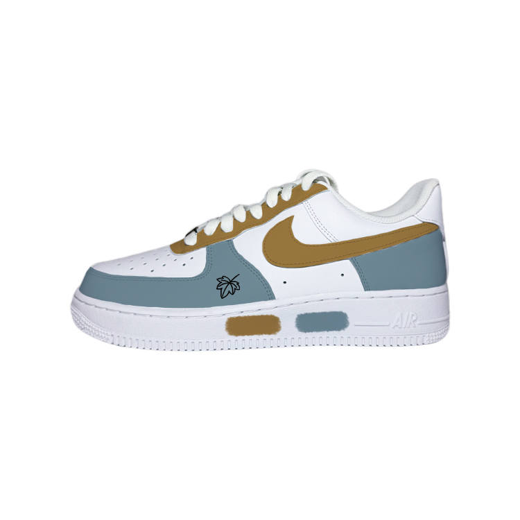 Nike Nike Air Force 1 07 Wind Chimes Leather Low top Skateboard Shoes Men's White Blue Yellow