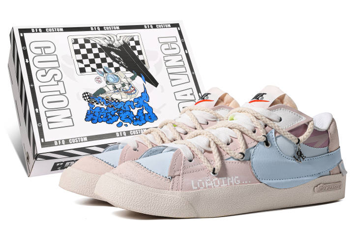 Nike Nike Blazer Low top Skateboard Shoes Men's Pink White Blue