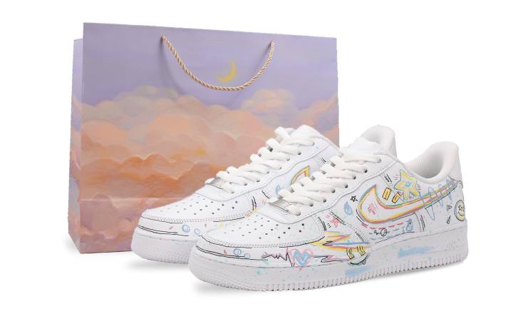 Nike Nike Air Force 1 Slip Resistant Abrasion Resistant Low top Skateboard Shoes Men's White Red