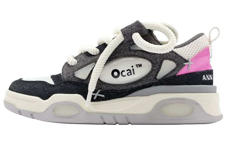 Ocai x Ann Andelman 001 RETRO Denim Black Denim Slip Resistant Height Increasing Low top Skateboard Shoes Unisex Black