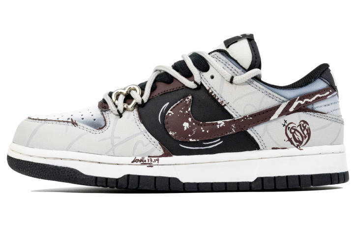 Nike Nike Dunk Eternal Night Love Letter Abrasion Resistant Low top Skateboard Shoes Unisex Black White