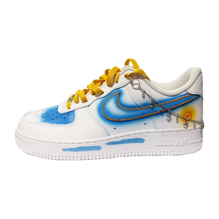 Nike Nike Air Force 1 Oceanic Trend Low top Skateboard Shoes Women's White Blue Yellow