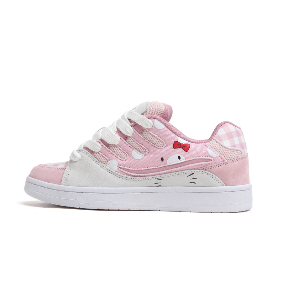 SINPERCO Slip Resistant, Abrasion Resistant, Lightweight Low top Skateboard Shoes Women's White Pink
