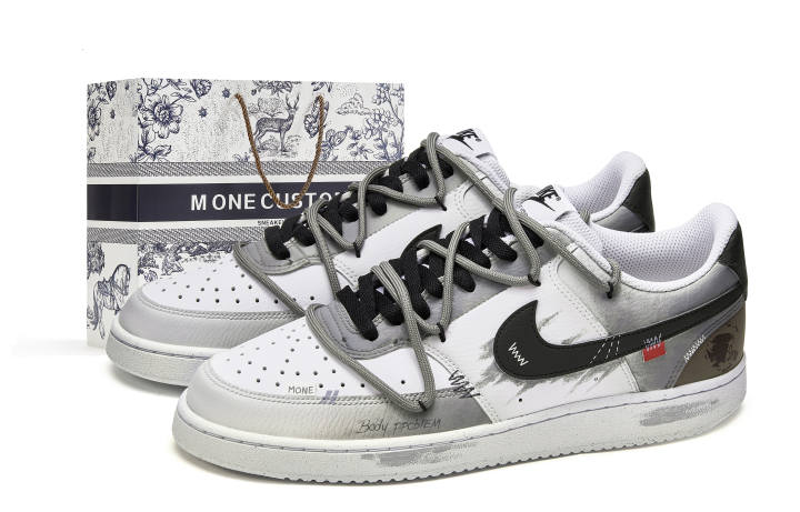 Nike Nike Court Vision 1 M ONE Apocalypse, Box Slip Resistant Abrasion Resistant Low top Skateboard Shoes Men's White Gray