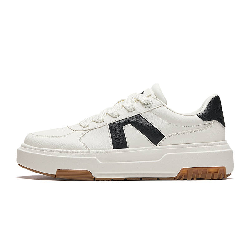 Anta A Dao Synthetic Leather Abrasion Resistant Height Increasing Low top Skateboard Shoes Women's White Black