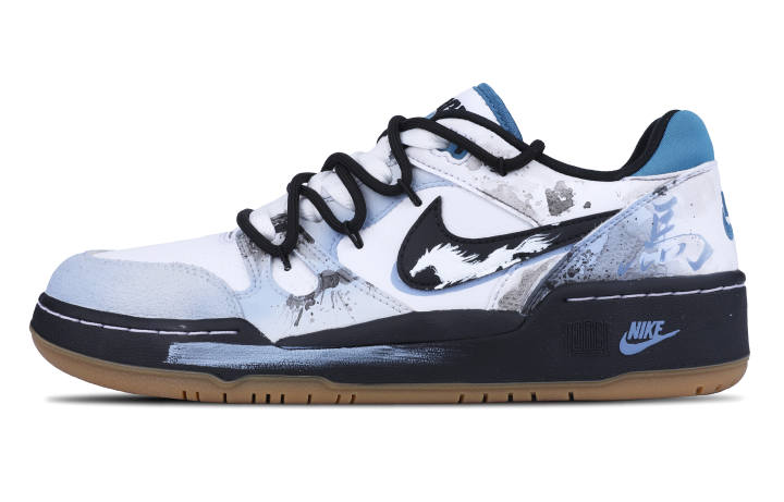 Nike Nike Full Force Low Leather Abrasion Resistant Low top Skateboard Shoes Men's White Blue Black