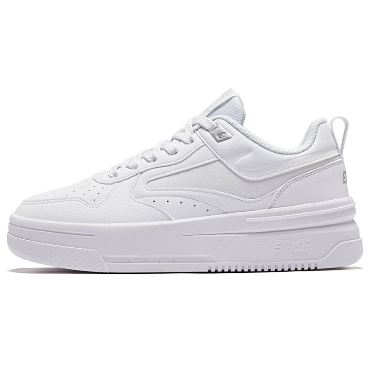 Erke Unrestrained Slip Resistant Abrasion Resistant Low top Skateboard Shoes Women's Erke White