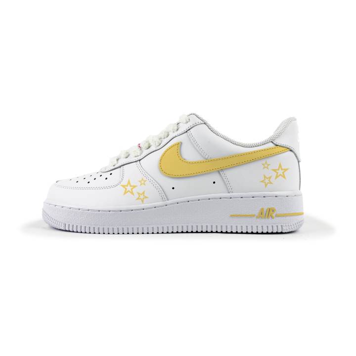 Nike Nike Air Force 1 Abrasion Resistant Abrasion Resistant Low top Skateboard Shoes Unisex White Yellow