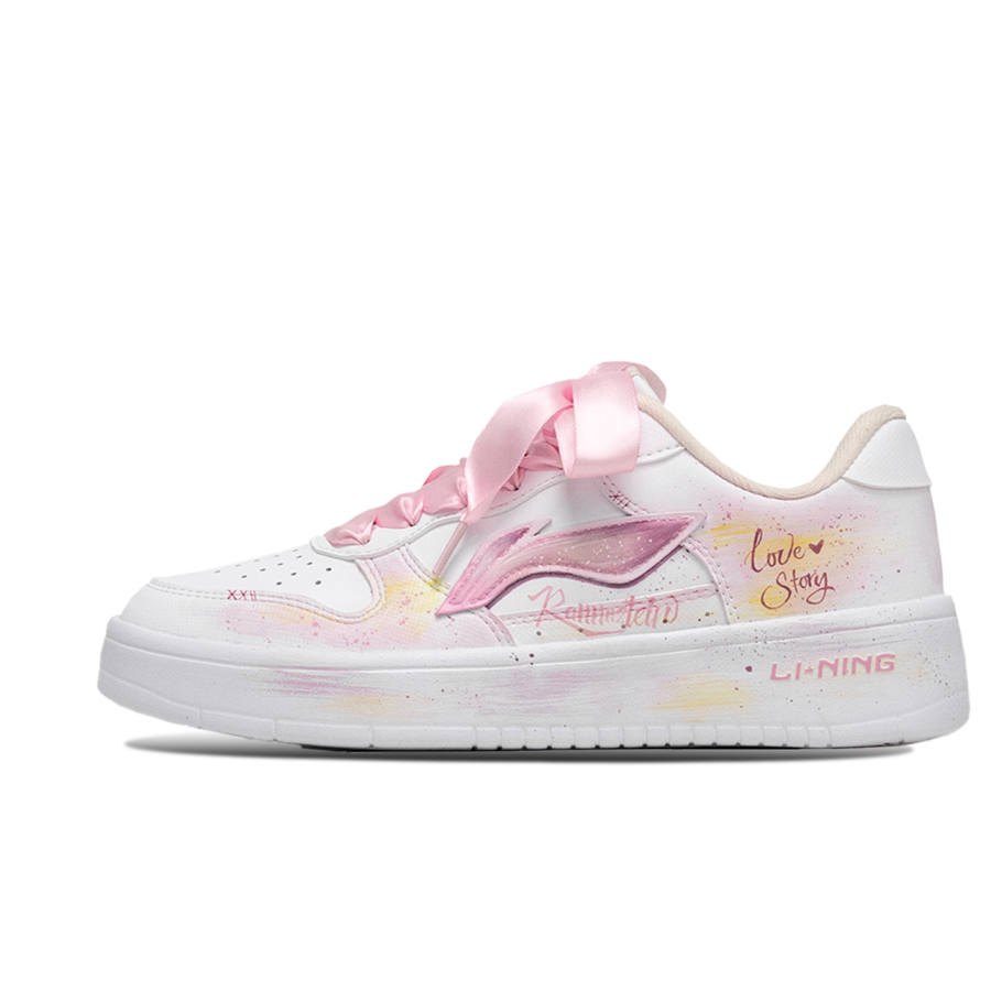 Li-Ning Li Ning Floating Boat Cushioning, Wear Resistant Low top Skateboard Shoes Men's Pink White