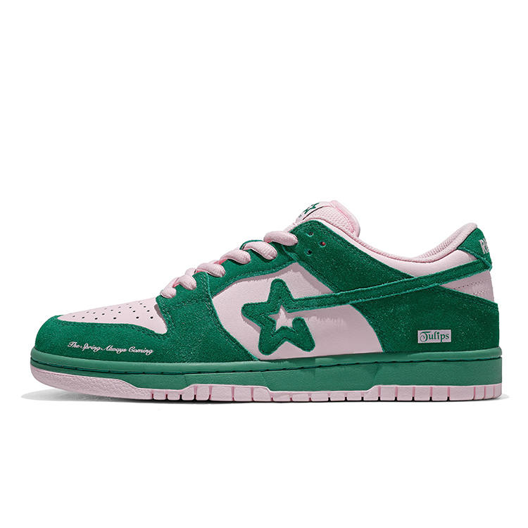 RIPSTAR SKBD Low Anti Slip Wear Resistant Low Top Skateboard Shoes Unisex Pink Green