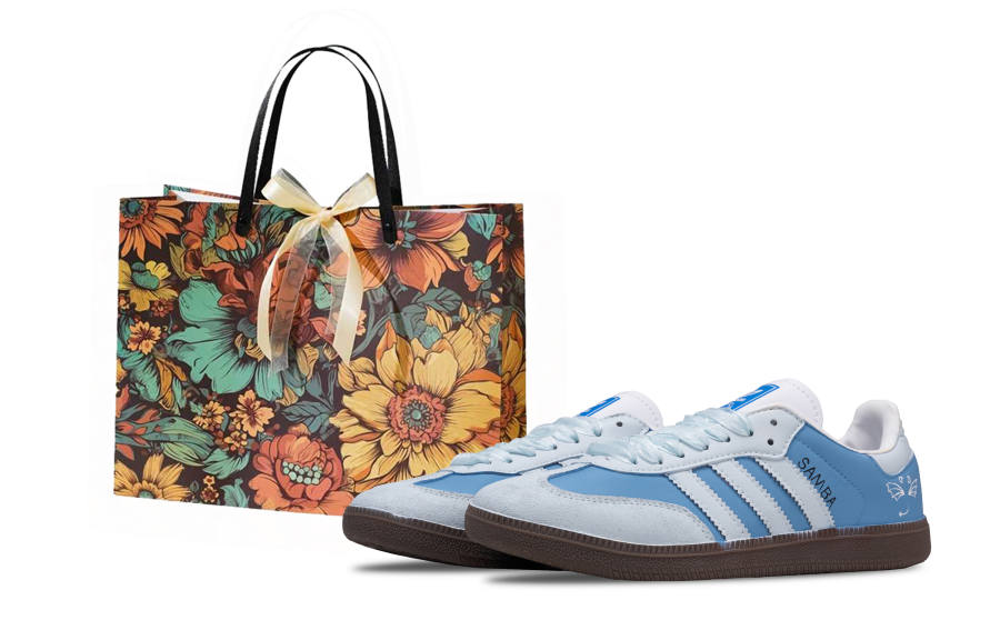 Adidas Originals SAMBA OG Blue Wing Abrasion Resistant Low top Skateboard Shoes Unisex Blue