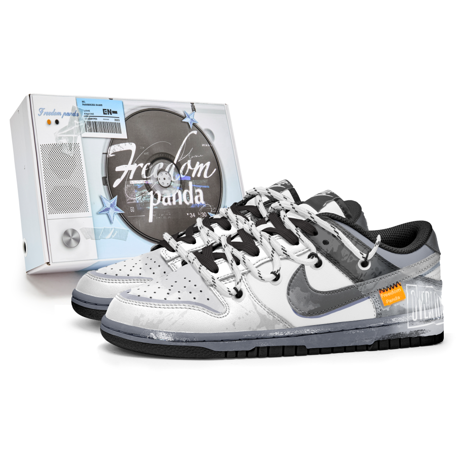 Nike Nike Dunk Slip Resistant Abrasion Resistant Low top Skateboard Shoes Unisex Gray White