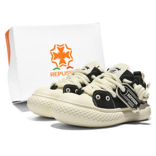 REPUSEN Skateboard Shoes Men's Low Top Black/Beige
