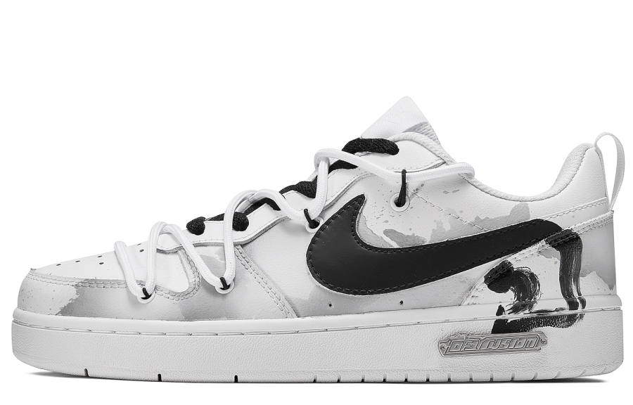Nike Nike Court Borough Freedom Panda, Floating White Slip Resistant Low top Skateboard Shoes Women's Black White Gray