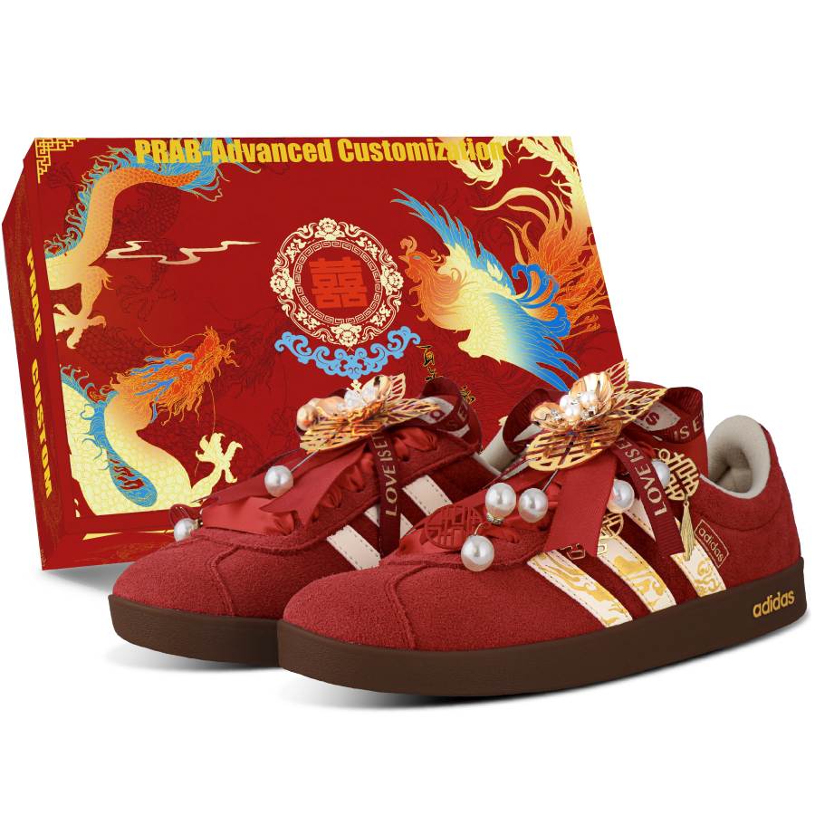 Adidas Adidas Vl Court Classic Suede Wear resistant And Lightweight Low top Skateboard Shoes Unisex Red Gold