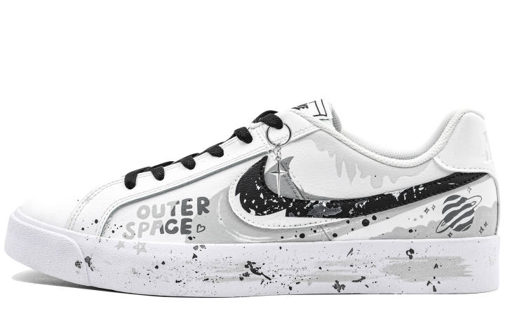 Nike Nike Court Royale Box Action, Star Moon Express, Distressed, Hand Drawn Leather Slip Resistant Slip Resistant Low top