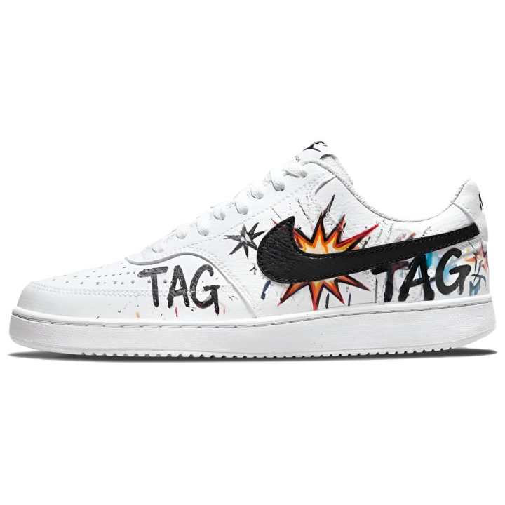 Nike Nike Court Vision 1 Star Blast TAG Rebels Abrasion Resistant Low top Skateboard Shoes Men's Black White