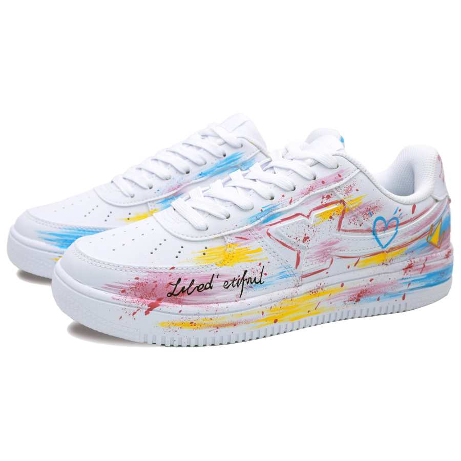 XTEP Air Force 1 Slip Resistant, Abrasion Resistant, Breathable Low top Skateboard Shoes Unisex Blue Pink Mismatched