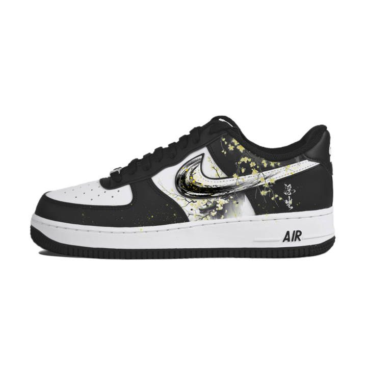 Nike Nike Air Force 1 Coverage Abrasion Resistant Low top Skateboard Shoes Unisex Black White