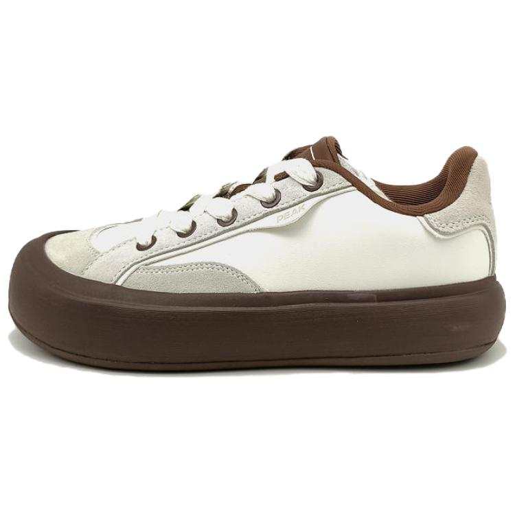 PEAK Tai Ji1.0 Synthetic Leather Slip Resistant Cushioning Lightweight Low top Skateboard Shoes Women's White Brown