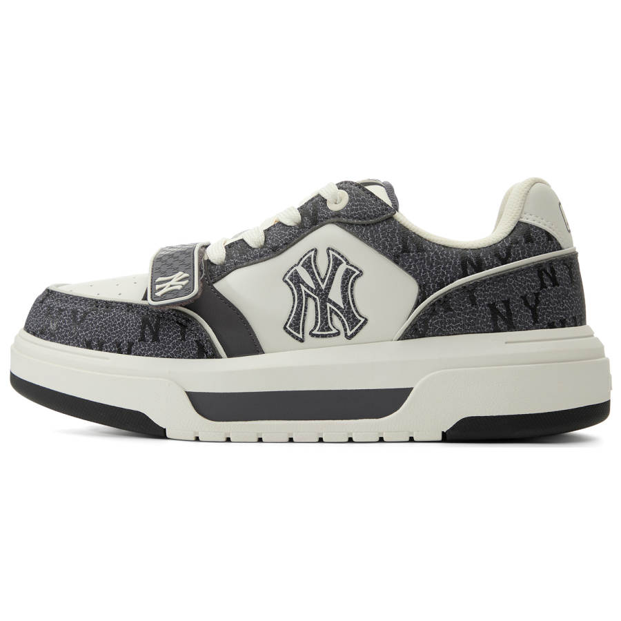 MLB New York Yankees Synthetic Leather Height Increasing Low top Skateboard Shoes Unisex Dark Heather Gray