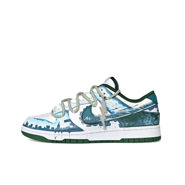Nike Nike Dunk Abrasion Resistant Low top Skateboard Shoes Unisex White Green