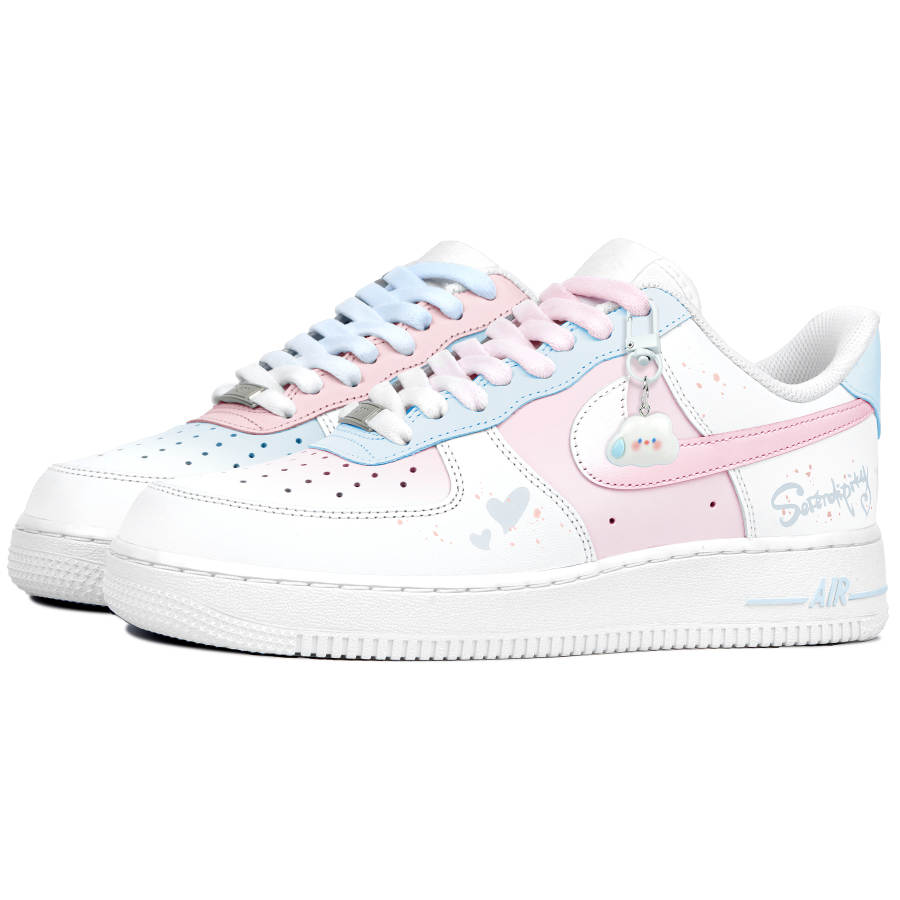 Nike Nike Air Force 1 Abrasion Resistant Low top Skateboard Shoes Women's Haze Blue Pink