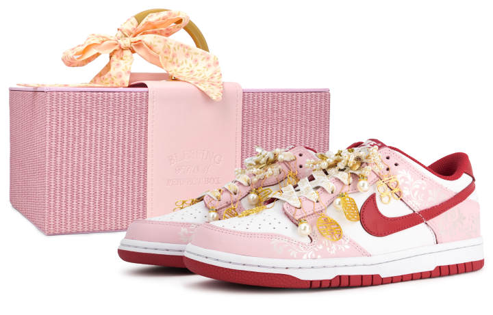 Nike Nike Dunk Gold Branch Jade Leaf Abrasion Resistant Abrasion Resistant Low top Skateboard Shoes Unisex Pink
