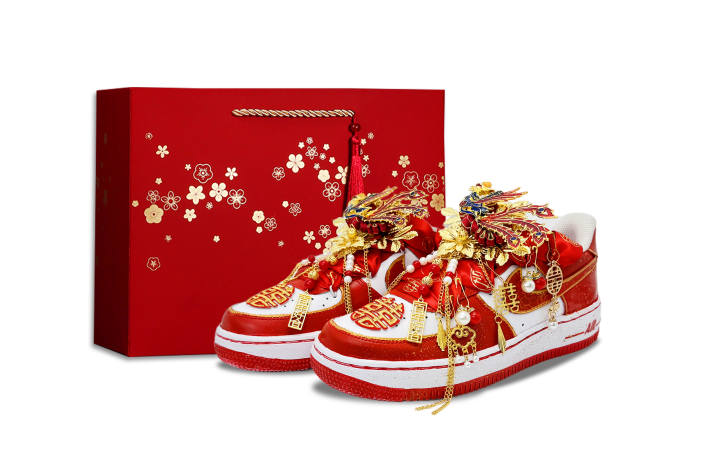 Nike Nike Air Force 1 Red Beauty Phoenix Heels Abrasion Resistant Low top Skateboard Shoes Unisex Red Beige