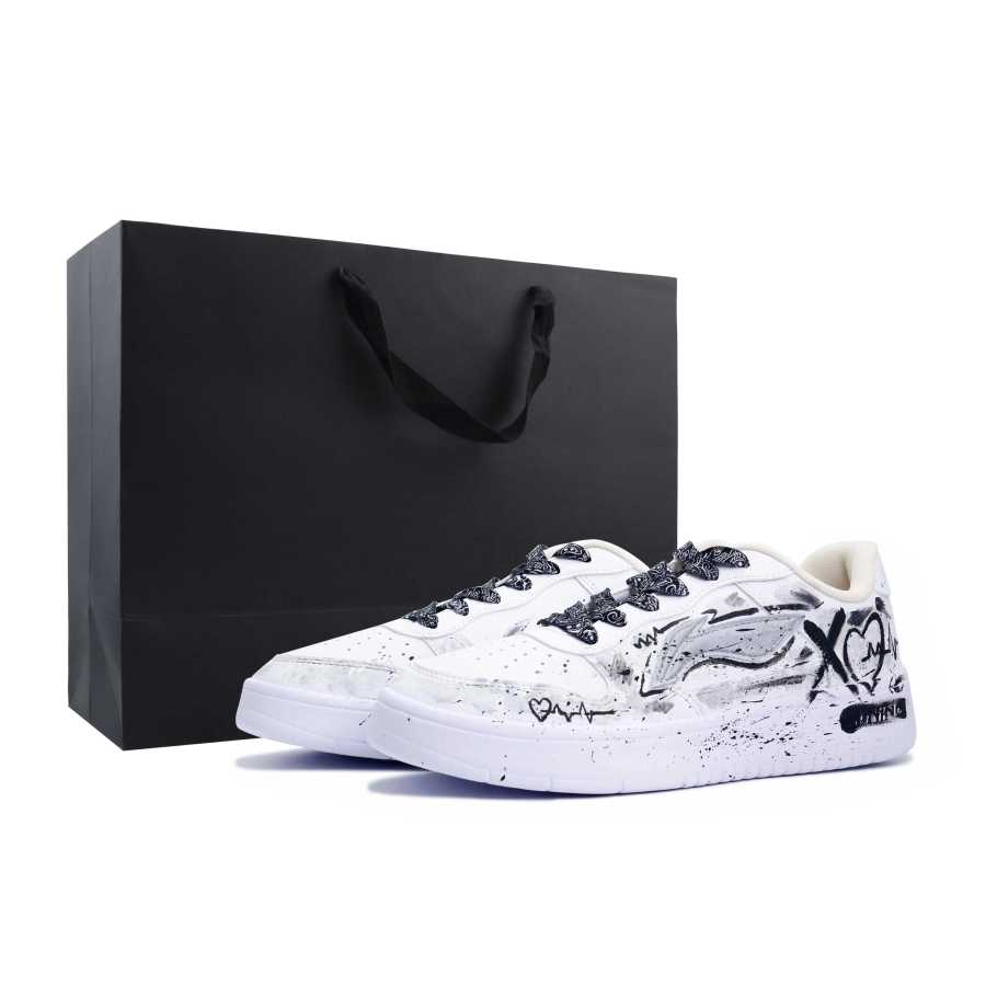 Li-Ning Li Ning Floating Boat Gray Fragment Leather Slip Resistant, Lightweight, And Breathable Low top Skateboard Shoes Unisex