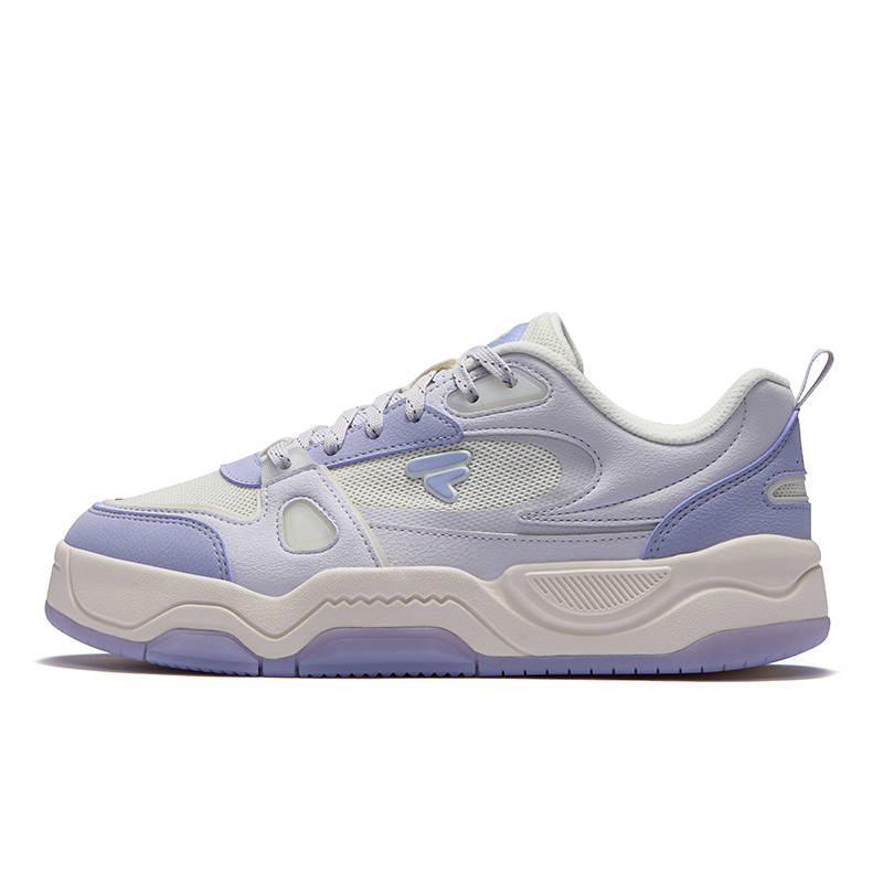 FILA FUSION BANK III Soft And Comfortable Abrasion Resistant Low top Skateboard Shoes Women's White Purple