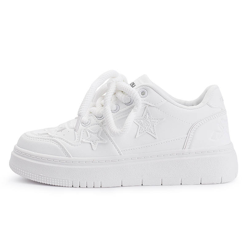 JIONGSEN Abrasion Resistant Waterproof Slip Resistant Low top Skateboard Shoes Women's White