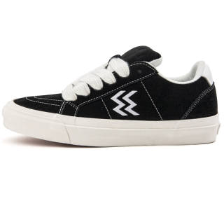 WANSWER Cow Split Leather Thermal Slip Resistant And Abrasion Resistant Low top Skateboard Shoes Unisex Black