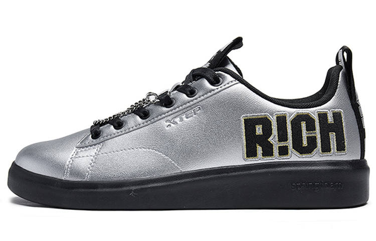 XTEP XTEP Skateboard Shoes Men's Low Top Silver Black
