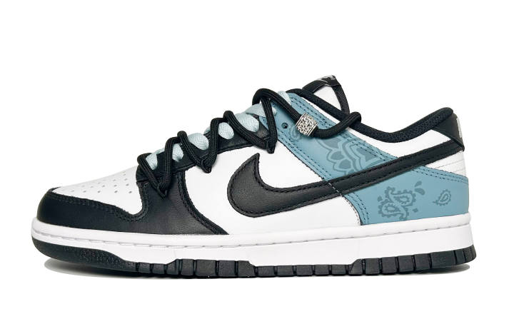 Nike Nike Dunk Paisley Leather Slip Resistant Abrasion Resistant Low top Skateboard Shoes Unisex Coral Blue