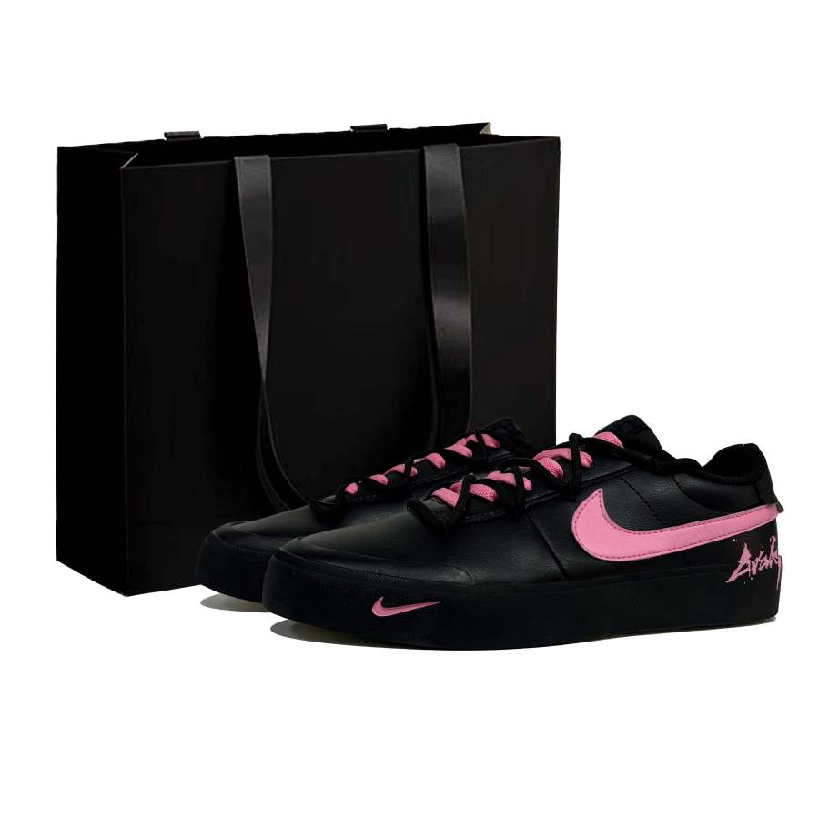 Nike Nike Court Shot Pink Vests Black Cycling Abrasion Resistant Low top Skateboard Shoes Unisex Black Pink