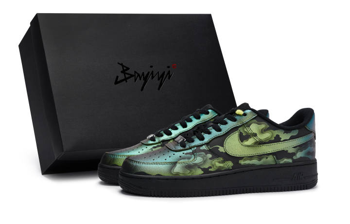 Nike Nike Air Force 1 Cushioning Low top Skateboard Shoes Unisex Black Yellow Green