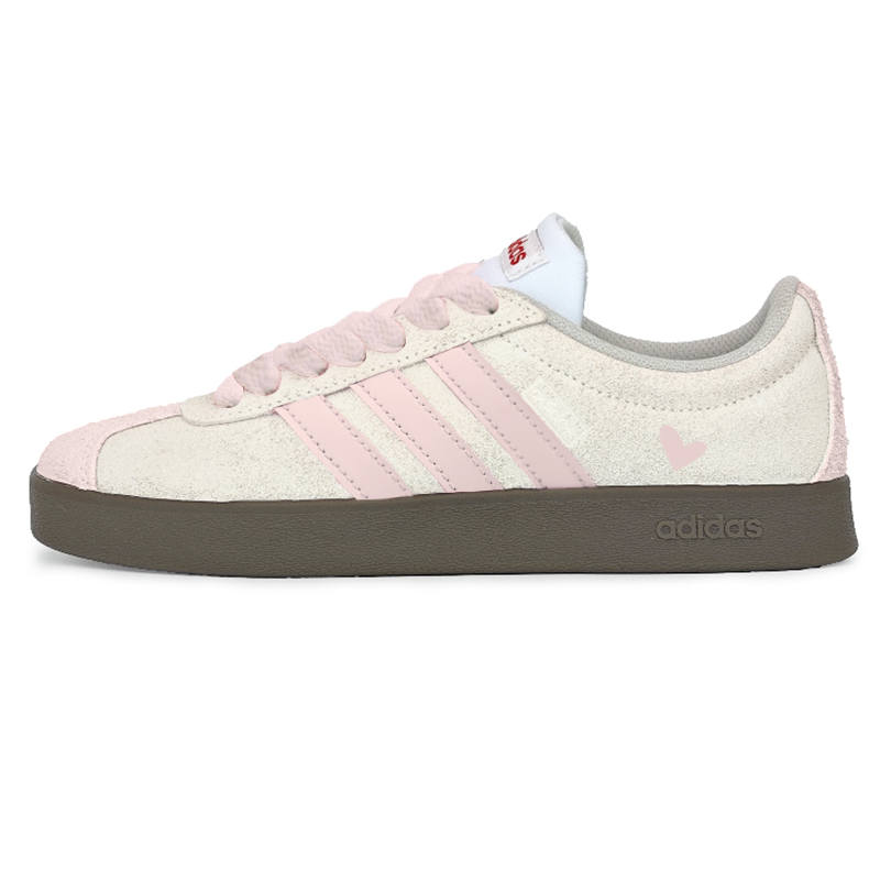 Adidas Adidas VL COURT 2.0 Slip Resistant Abrasion Resistant Low top Skateboard Shoes Unisex White Pink