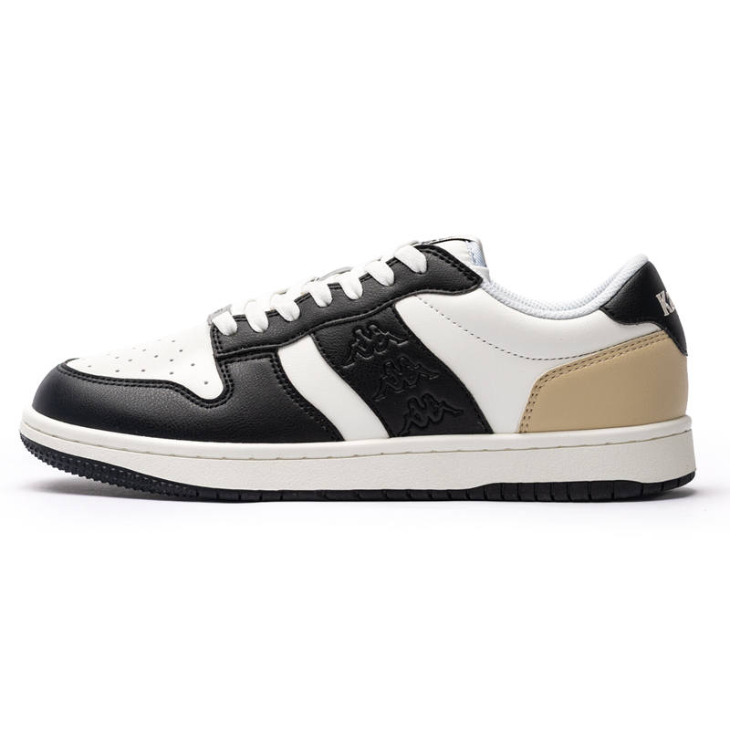 Kappa Slip Resistant Abrasion Resistant Low top Skateboard Shoes Unisex Cheese White Black