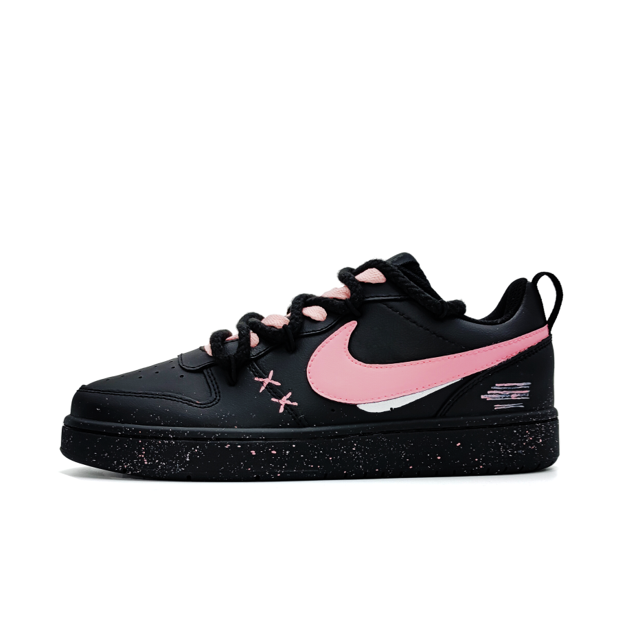 Nike Nike Court Borough Ice Cream Cocoa Leather Slip Resistant And Breathable Low top Skateboard Shoes Unisex Black Pink