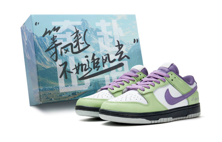 Nike Nike Dunk Abrasion Resistant Low top Skateboard Shoes Unisex Cyan Purple