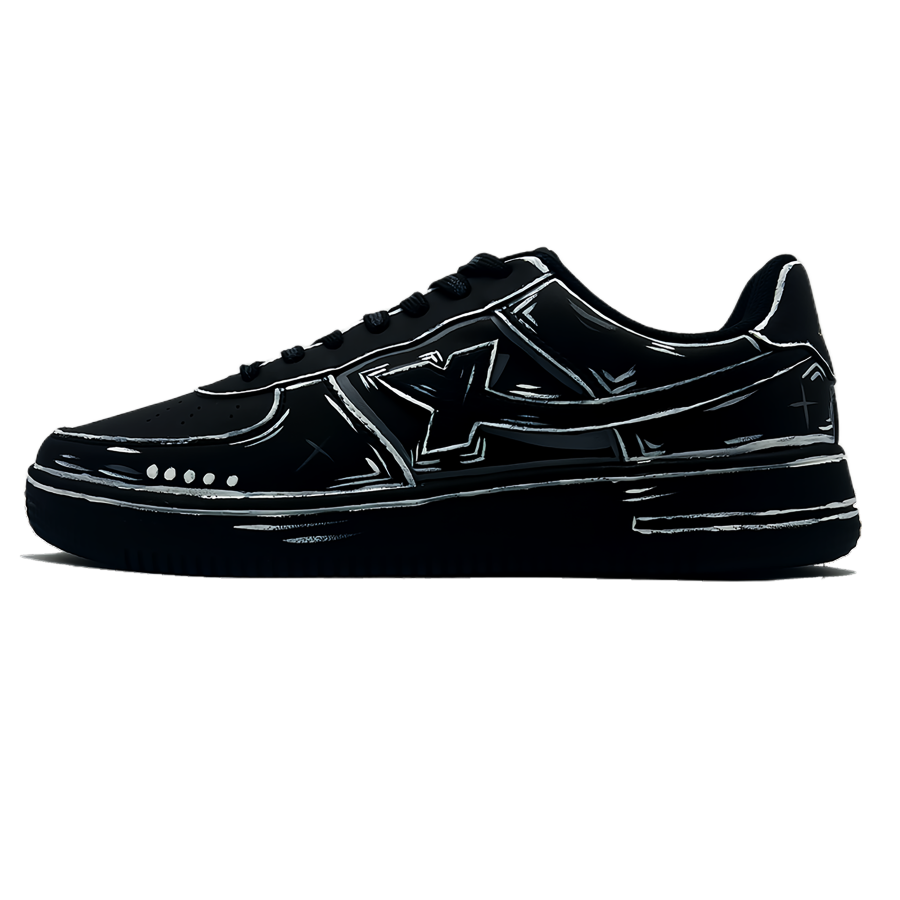 XTEP Air Force 1 Non slip Lightweight Low top Skateboard Shoes Unisex Black